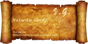 Valenta Gerő névjegykártya